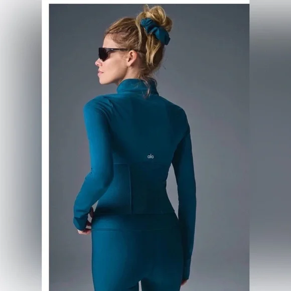Alo Yoga Airbrush Corset Full Zip Jacket Size M Eclipse Blue - Picture 4 of 14